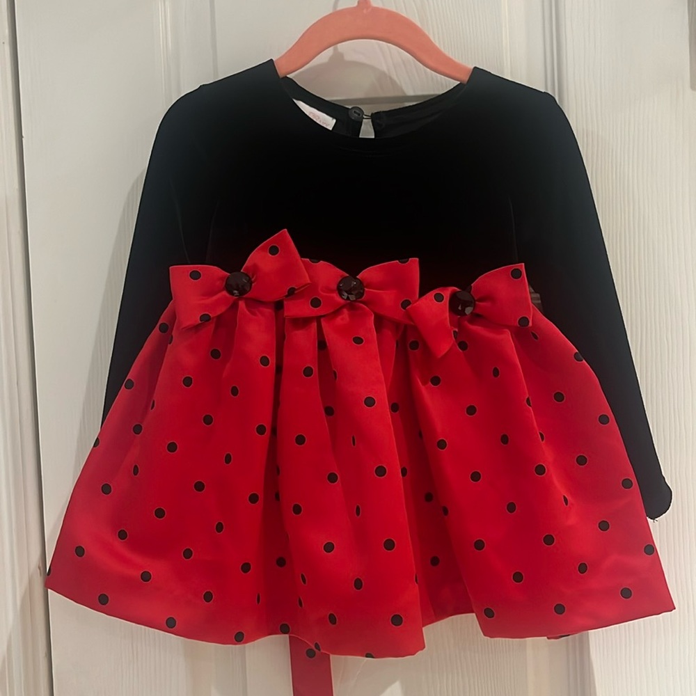 Red & Polka Dot Baby Dress for Wedding, Special Occasions, holiday, church dress